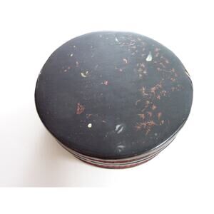 Antique Japanese Round Black Lacquer Ware Box